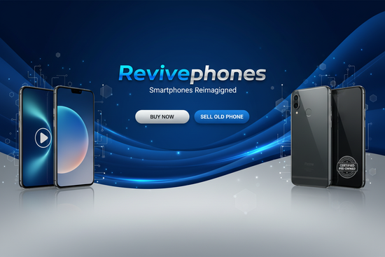 quiero que me creas un baner para una empresa de compra venta de smartphones llamado Revivephones 